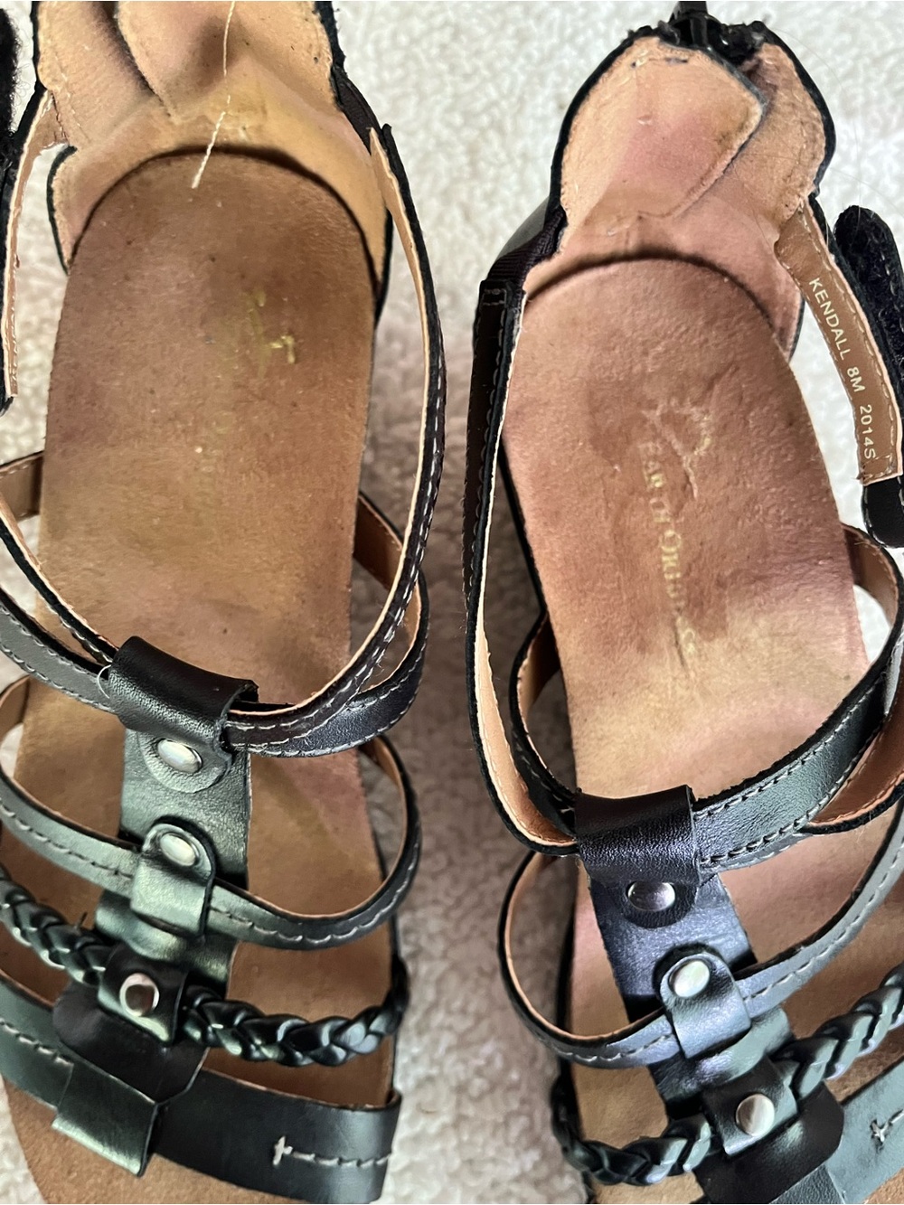 Earth Origins KENDAL Size 8M Women’s Black Wedge Sandals Side Velcro. Back Zip - Picture 12 of 13